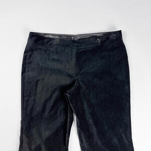Y2K Capri Pants, Low Rise Black Velvet Wide Leg Cuffed Three Quarter Length